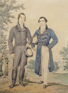 Porträtt av två herrar, 1817 (penna & wc, förhöjd med vitt) av James Warren Childe