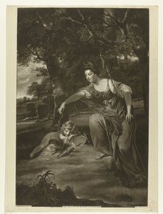 Porträtt av Elizabeth Montagu och hennes son George som Diana och Amor