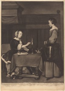 Den kvinnliga korrespondenten av James Watson after Gabriel Metsu