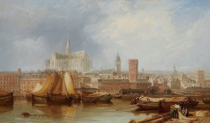 Utsikt över Köln med den ofärdiga katedralen av James Webb