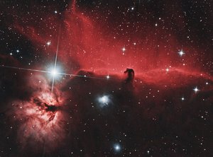 Hästhuvudnebulosan och Flammnebulosan av James Webb Space Telescope (NASA)