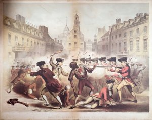 Crispus Attucks död vid massakern i Boston, 5 mars 1770, 1856 (chromolitho)