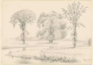 Landskap med tre träd av James Wells Champney