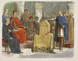 Harold II svär trohet till hertig Vilhelm av Normandie av James William Edmund Doyle