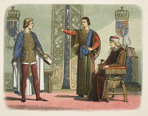 Henry VI och hertigarna av York och Somerset, september 1450, från A Chronicle of England BC 55 till AD 1485, pub. London av James William Edmund Doyle