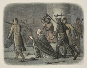 Mordet på Thomas Becket, Canterbury Cathedral, 29 december 1170, från A Chronicle of England f.Kr. 55 till AD 1485, pub. London av James William Edmund Doyle