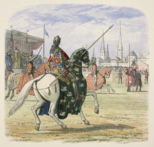 Richard II stoppar duellen mellan Hereford och Norfolk, från A Chronicle of England BC 55 till AD 1485, pub. London av James William Edmund Doyle