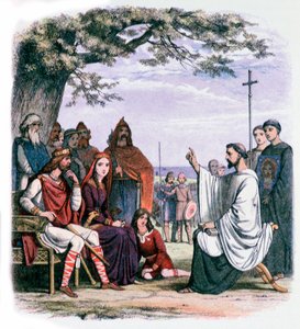 St Augustine predikar för kung Ethelbert och drottning Bertha, 1800-talet av James William Edmund Doyle