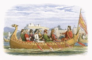 Edgars pråm bemannad av åtta kungar på Dee av James William Edmund Doyle