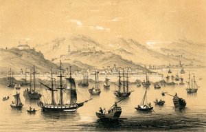Amoy, en av de fem hamnar som öppnades genom det sena fördraget för brittisk handel, 1847.
