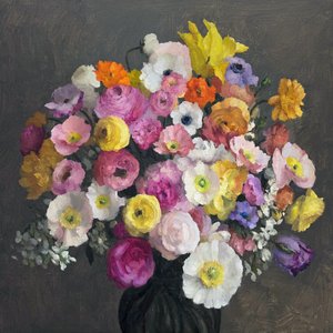En färgsprakande blomsterbukett