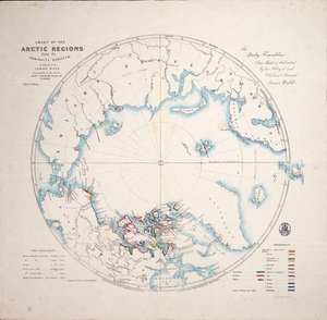 Karta över de arktiska regionerna från Admiralty surveys, tredje upplagan, ca 1854 (gravyr) av James the Younger Wyld