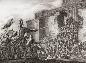 Pompejus attackerar templet i Jerusalem 63 f.Kr. (tryck)