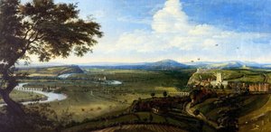 Utsikt över Nottingham från öst, ca 1695 (olja på duk) av Jan (attr.to) Siberechts