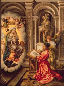 St. Luke målar Jungfru Maria, ca 1520 (tempera på panel)