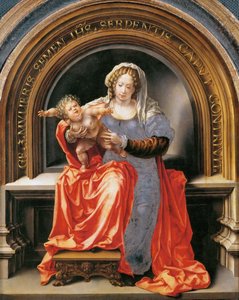 Jungfru och barn - Jan Gossaert (Gossart, dit Mabuse) (ca 1478-1532). Olja på trä, ca 1526-1527. Mått: 30,6x24,5 cm. Konsthistoriska museet, Vienne