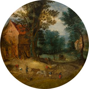 Flamländskt landskap, ca 1588-1625 (olja på panel)