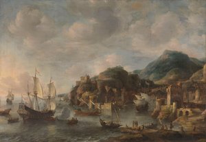 Holländska fartyg i en främmande hamn av Jan Abrahamsz. Beerstraten
