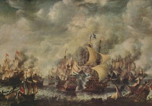 Sjökamp mellan engelsmännen och holländarna Off Ter Heyde, augusti 1653, 1914.