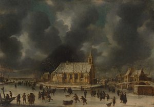 Skridskoåkning på Sloten, nära Amsterdam.