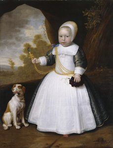 Porträtt av en pojke med en hund av Jan Albertsz Rootius