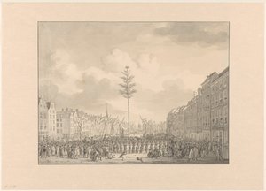 Frihetsträdet på Grote Markt i Rotterdam, 1795 av Jan Anthonie Langendijk Dzn (possibly)