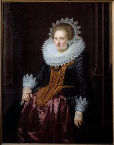 Porträtt av kvinna Tidigare känt som Porträtt av Madame Vrydags Van Vollenhovens son Målning av Jan Van Ravesteyn (1570-1657) (ec.holl.) 1620 Sön. 1,34x1,04 m Lille, Musee des Beaux Arts
