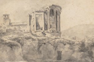 Utsikt över Vestatemplet i Tivoli av Jan Asselijn (possibly)