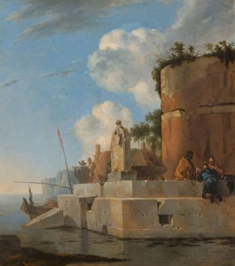 En kustruin i Italien En ruin vid vattnet i Italien