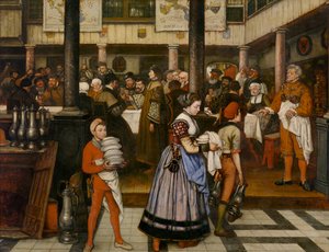 Frans Floris deltar i en bankett i Saint Luke-gillet (olja på duk)