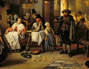 Interiör av en krog med en blind spelman, 1844 (panel) (detalj av 76798)