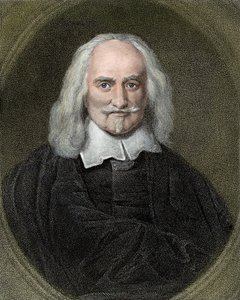 Porträtt av Thomas Hobbes (1588-1679) engelsk filosof. 1800-tals färgstick. av Jan Baptist (after) Jaspers