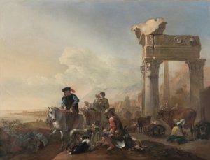Jan Baptist Weenix / "Jägare nära ruinerna", 1648