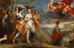 Merkurius möter Herse - Merkurius möter Herse - Jan Boeckhorst (1604-1668). Olja på duk