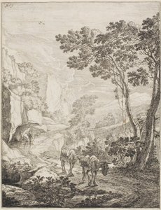 The Two Mules, från en uppsättning av fyra italienska landskap av Jan Both