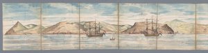 Utsikt över Saint Helena Ön St Helena ritad från Rhee den 31 mars 1787 (titel på objekt) av Jan Brandes