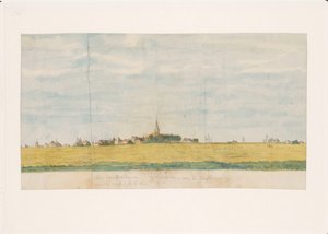 Byn Overdiem nära Amsterdam vid Zuyderzee, sett från landzyde (titel på objekt) av Jan Brandes