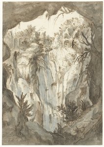 Tivolis vattenfall sett från en grotta av Jan Brueghel (I) (attributed to)
