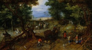 En skogsväg med resenärer, 1607. av Jan Brueghel the Elder