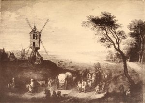 Landskap med väderkvarn av Jan Brueghel the Elder