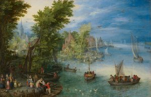 Landskap vid floden av Jan Brueghel the Elder