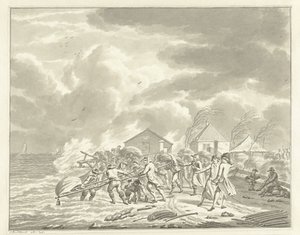 Översvämningen av Diemerzeedijk nära Amsterdam, 1776 av Jan Bulthuis (signed by artist)
