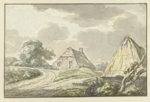 Bondgård vid vägskälet till en landsväg av Jan Bulthuis