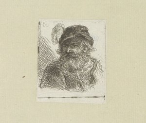 Bebaarde man sätter pluimhoed The Compleat Work of Etchings av John Chalon / Oeuvre Complette des Eaux Fortes av Jean Chalon (serietitel) av Jan Chalon