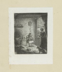 Interiör sätter lezende man The Compleat Work of Etchings av John Chalon / Oeuvre Complette des Eaux Fortes av Jean Chalon (serietitel) av Jan Chalon