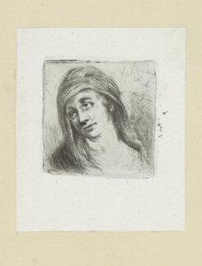 Unge kvinna med huvudduk The Compleat Work of Etchings av John Chalon / Oeuvre Complette des Eaux Fortes av Jean Chalon (serietitel) av Jan Chalon