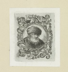 Oude man mötte bonthoed i ornamentrand The Compleat Work of Etchings av John Chalon / Oeuvre Complette des Eaux Fortes av Jean Chalon (serietitel)