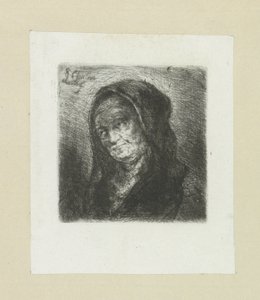 Oude woman met zwarte sluier The Compleat Work of Etchings av John Chalon / Oeuvre Complette des Eaux Fortes av Jean Chalon (serietitel) av Jan Chalon
