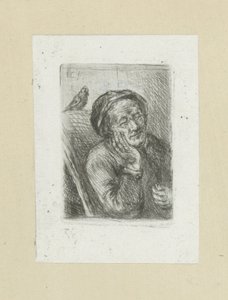 Slapende oude man met vogel The Compleat Work of Etchings av John Chalon / Oeuvre Complette des Eaux Fortes av Jean Chalon (serietitel) av Jan Chalon