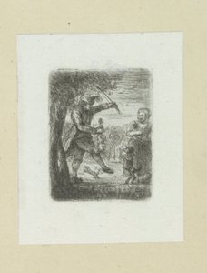Straatmuzikant sätter våldtäkt i dans hond The Compleat Work of Etchings av John Chalon / Oeuvre Complette des Eaux Fortes av Jean Chalon (serietitel) av Jan Chalon